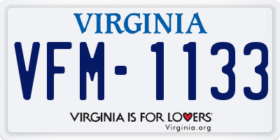 VA license plate VFM1133