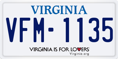 VA license plate VFM1135