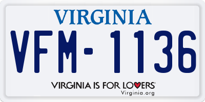 VA license plate VFM1136