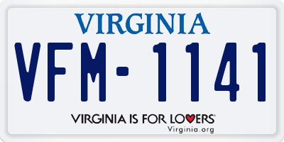VA license plate VFM1141