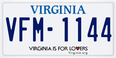 VA license plate VFM1144