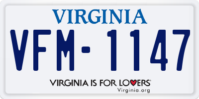 VA license plate VFM1147