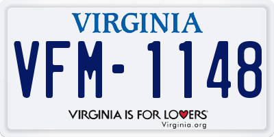 VA license plate VFM1148