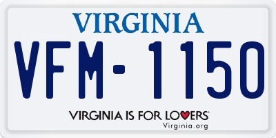 VA license plate VFM1150
