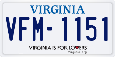 VA license plate VFM1151