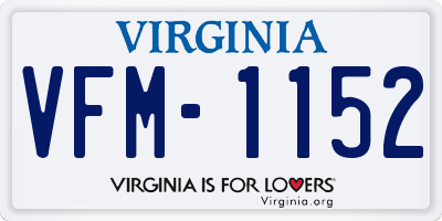 VA license plate VFM1152