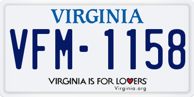 VA license plate VFM1158