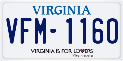 VA license plate VFM1160