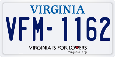 VA license plate VFM1162