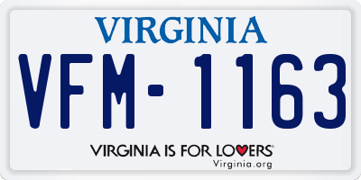 VA license plate VFM1163