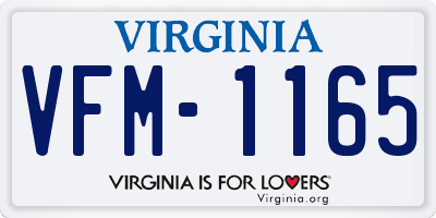 VA license plate VFM1165