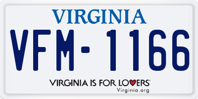 VA license plate VFM1166
