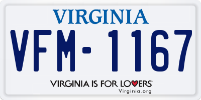 VA license plate VFM1167