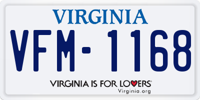 VA license plate VFM1168
