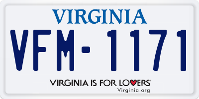 VA license plate VFM1171