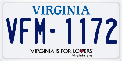 VA license plate VFM1172