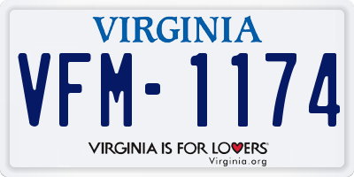 VA license plate VFM1174