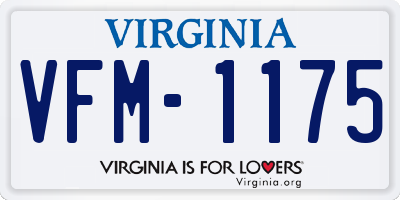 VA license plate VFM1175