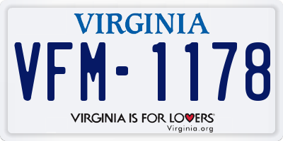 VA license plate VFM1178