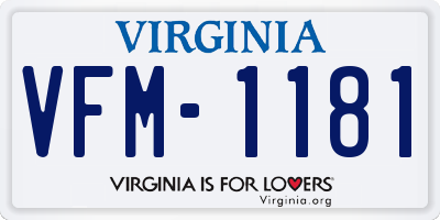 VA license plate VFM1181