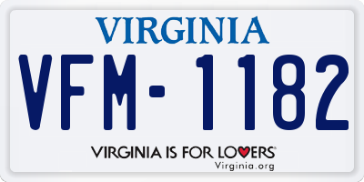 VA license plate VFM1182