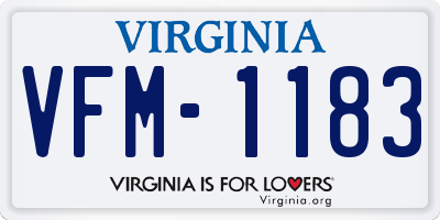 VA license plate VFM1183