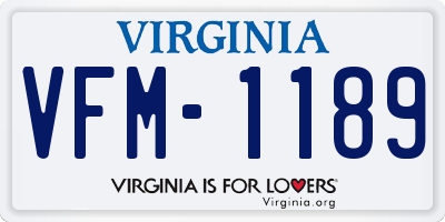VA license plate VFM1189
