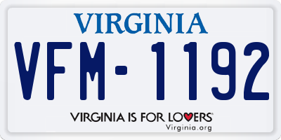 VA license plate VFM1192
