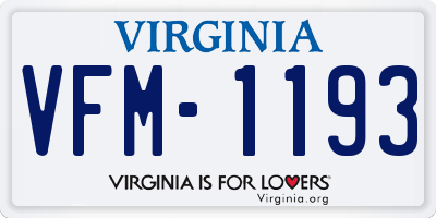 VA license plate VFM1193