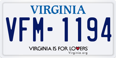 VA license plate VFM1194