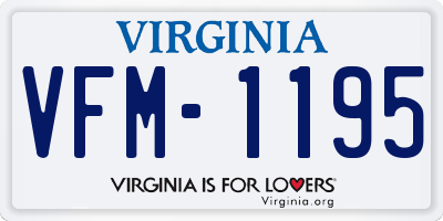 VA license plate VFM1195