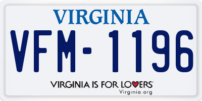 VA license plate VFM1196
