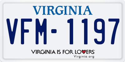 VA license plate VFM1197