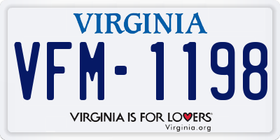 VA license plate VFM1198