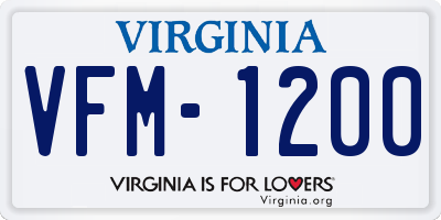 VA license plate VFM1200