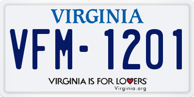 VA license plate VFM1201