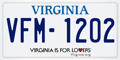 VA license plate VFM1202