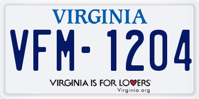 VA license plate VFM1204