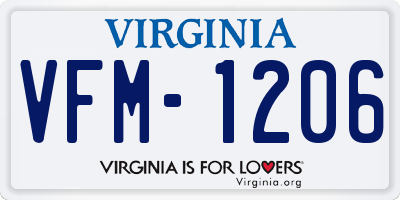 VA license plate VFM1206