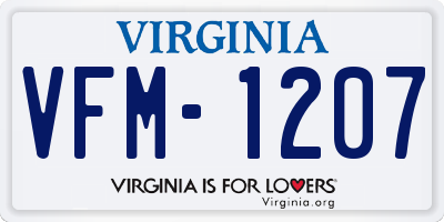 VA license plate VFM1207