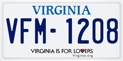 VA license plate VFM1208