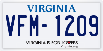 VA license plate VFM1209