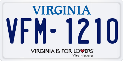 VA license plate VFM1210
