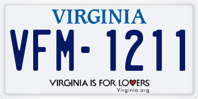 VA license plate VFM1211