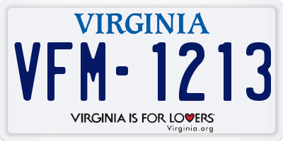 VA license plate VFM1213