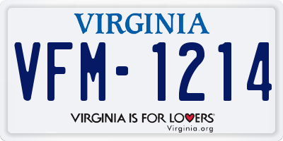 VA license plate VFM1214