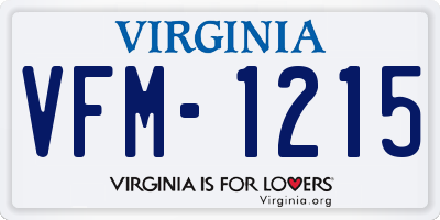 VA license plate VFM1215