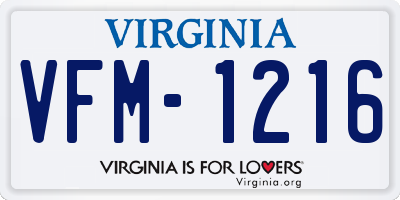 VA license plate VFM1216