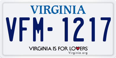 VA license plate VFM1217