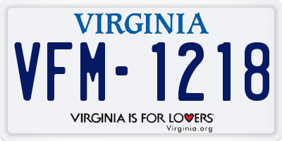 VA license plate VFM1218